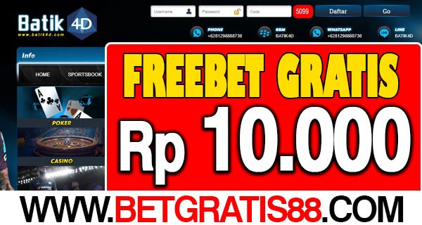 Batik4D Freebet Gratis Rp 10.000 Tanpa Deposit